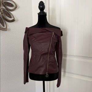 Off-Shoulder Faux Leather Top